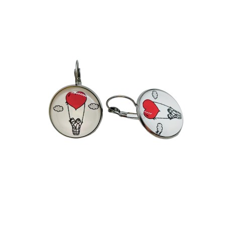 earrings steel silver red heart baloon2